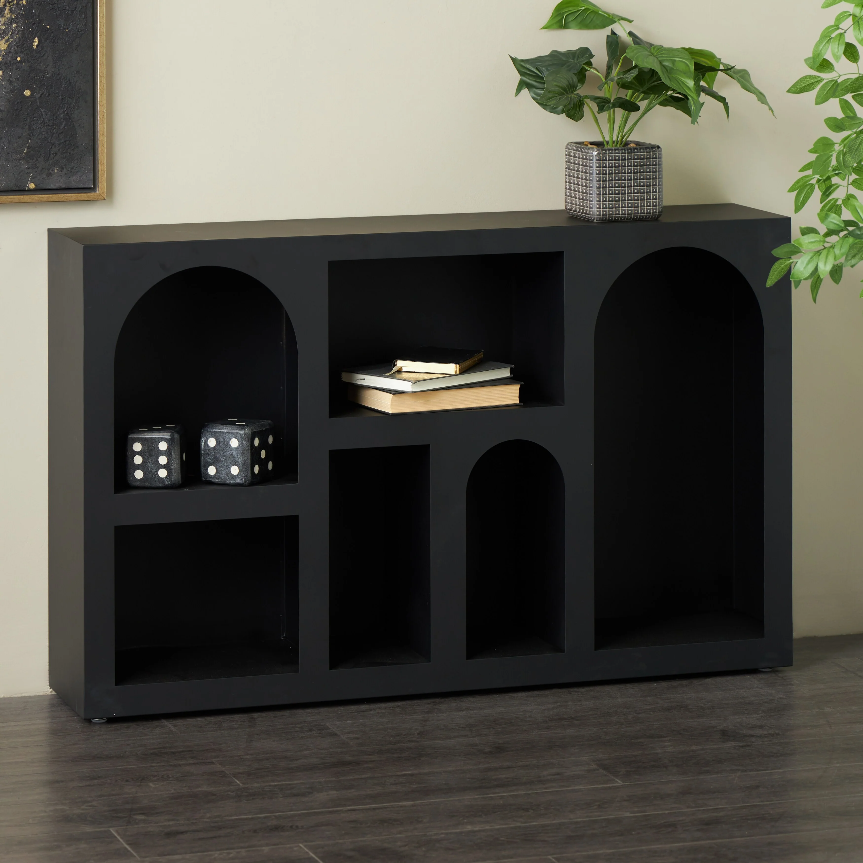 Metal Geometric 5 Shelf Shelving Unit - Black or Cream - Roche River Decor