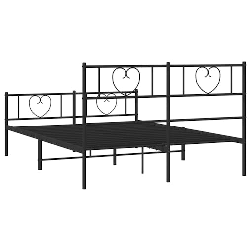 NNEVL Metal Bed Frame with Headboard and Footboard Black 150x200 cm