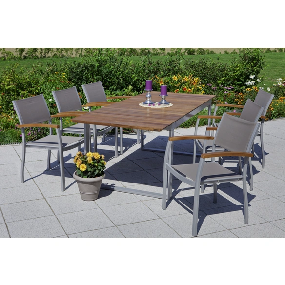 Gartenmöbel »Naxos«, 6 Sitzplätze, Aluminium/Textil/Akazienholz