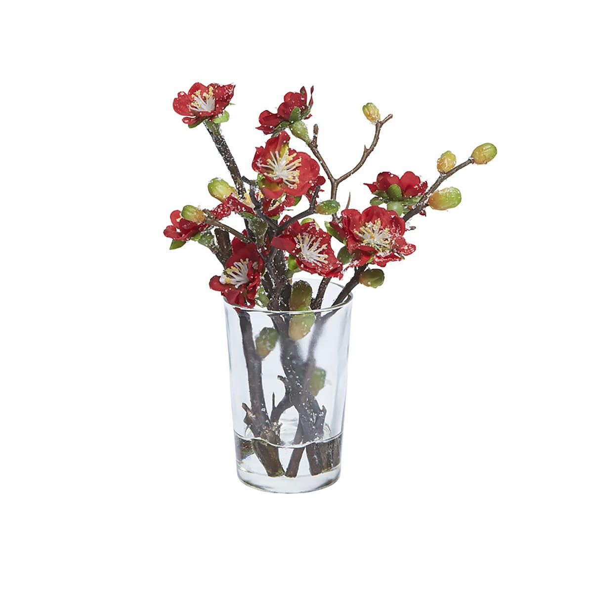- Composition de branches de prunier en fleurs rouges pailleté h19