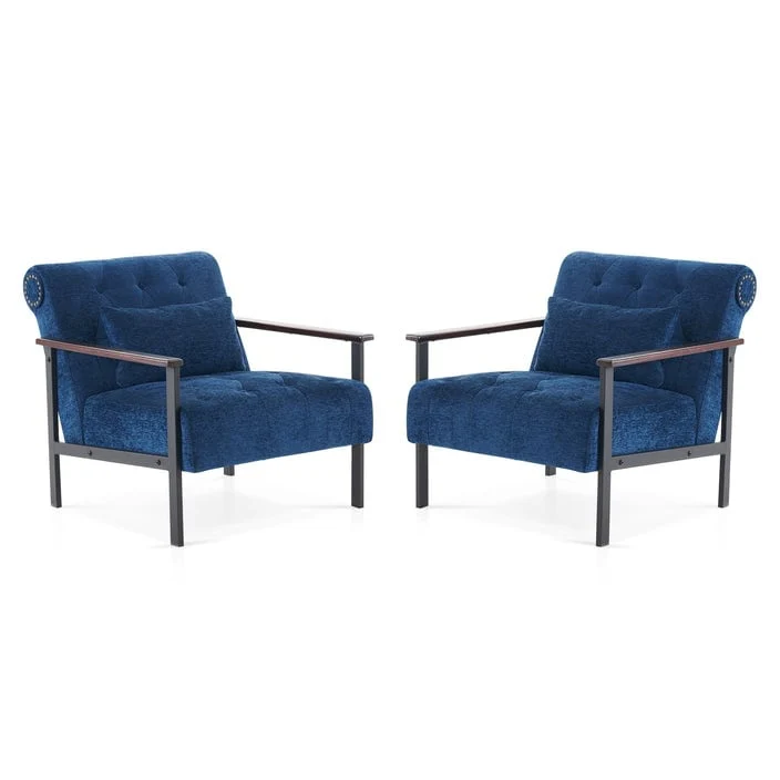 MCombo set of 2 Modern Accent, Ergonomics Lounge Chair for Living Room, Chenille, HQ417