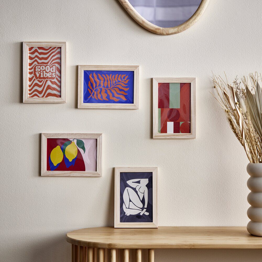 Lot de 3 affiches style Matisse papier noir et beige 10x15cm