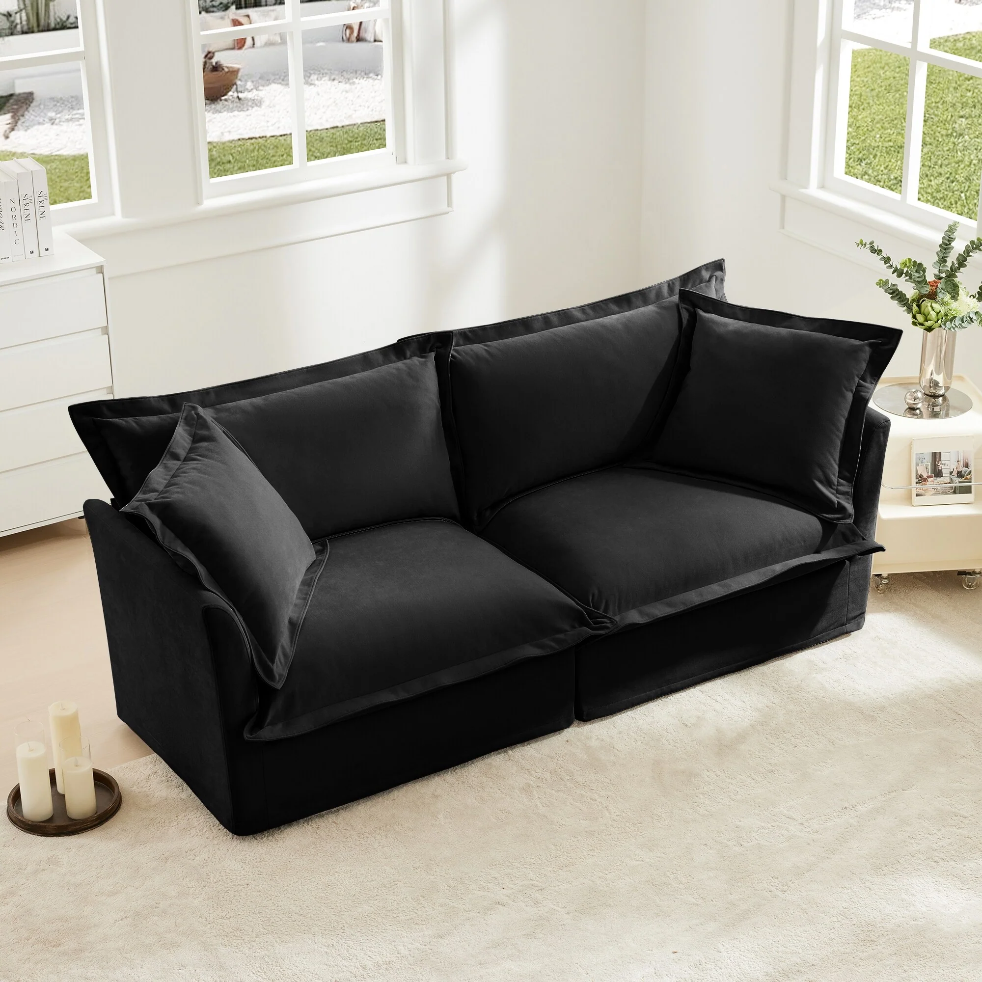 Modern Slipcovered 2-Seat Sofa Couches