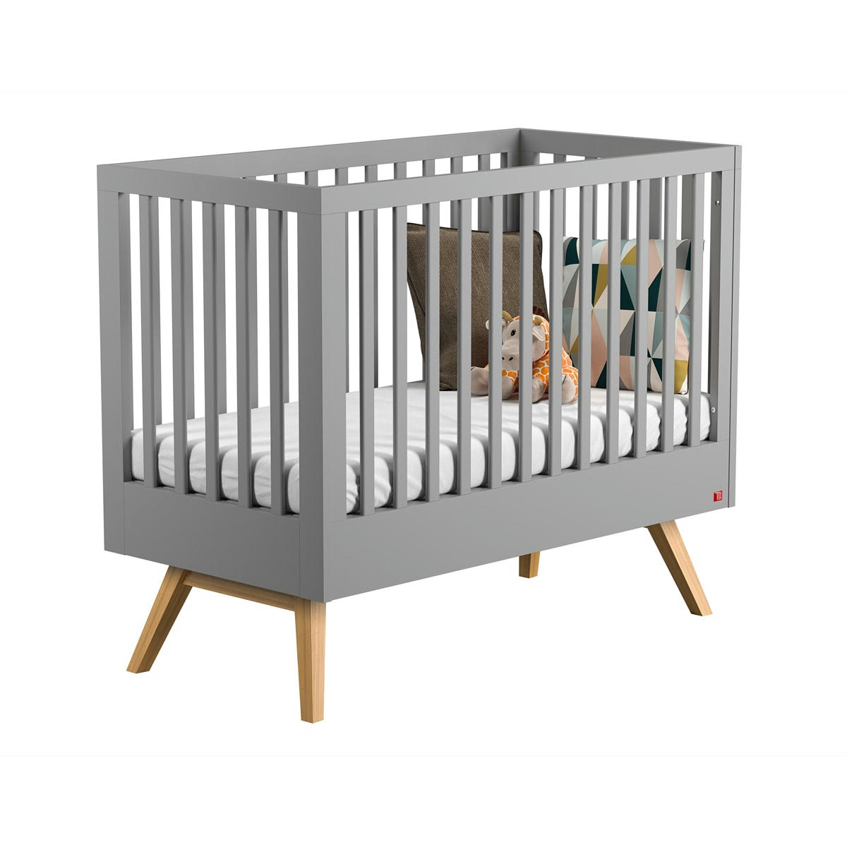 DUO - NAUTIS - Lit bébé 60x120 commode à langer gris