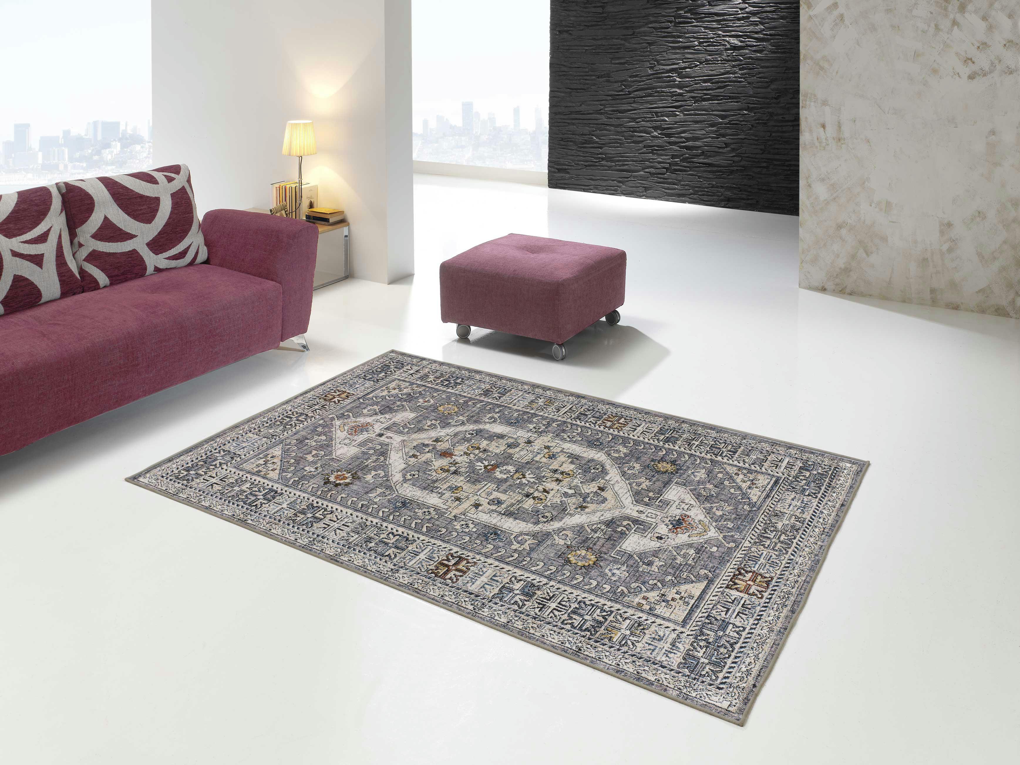 TRUVA - Tapis de style vintage gris, 136X200 cm