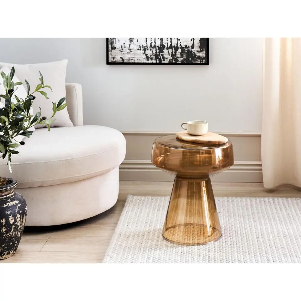 LAGUNA - Bijzettafel - Goudbruin - Glas