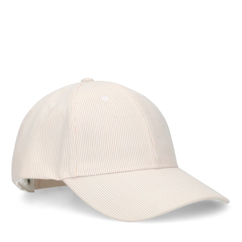 Manfield Beige en witte gestreepte pet