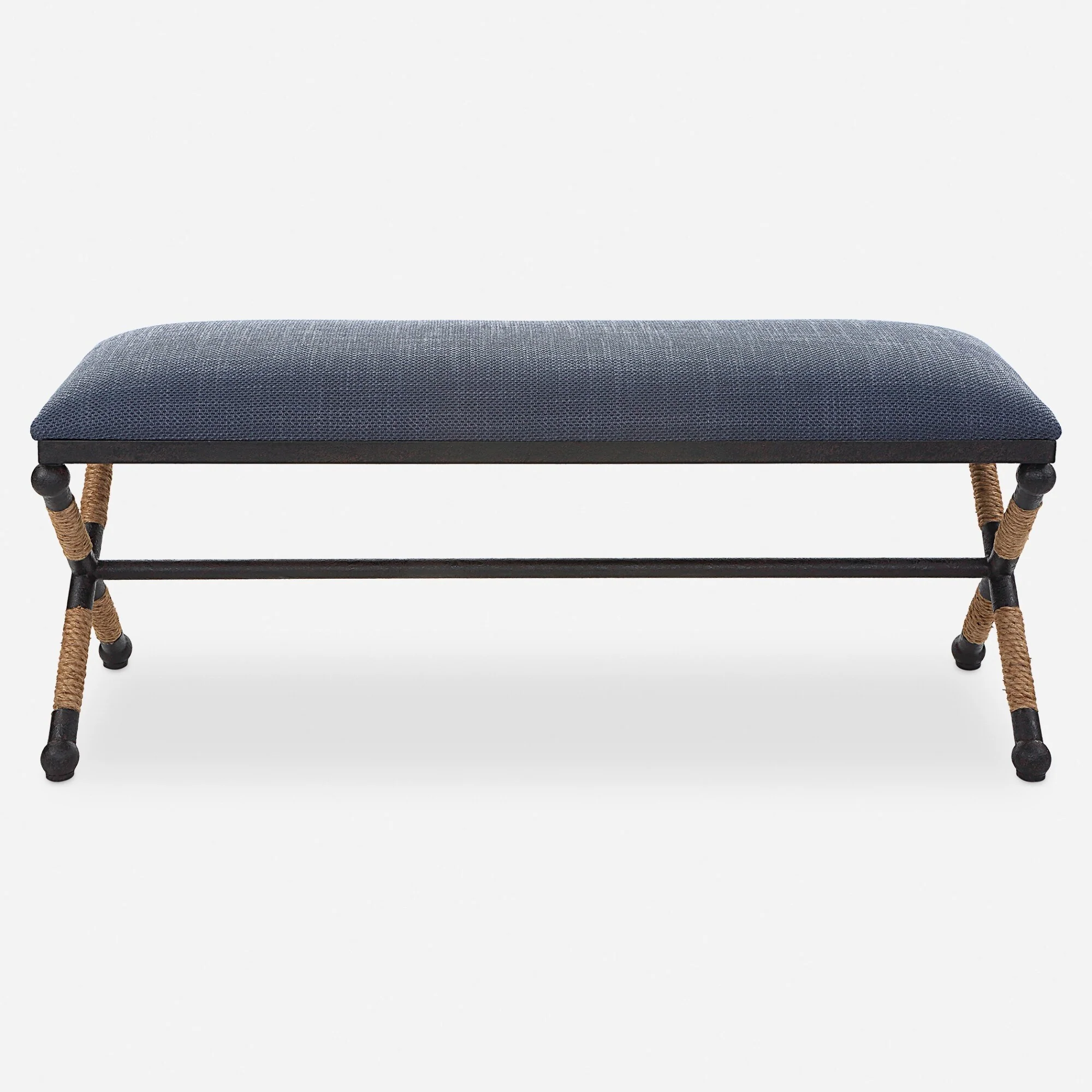 Cushioned Top Bench with Metal Frame - 47.75 - Navy Blue