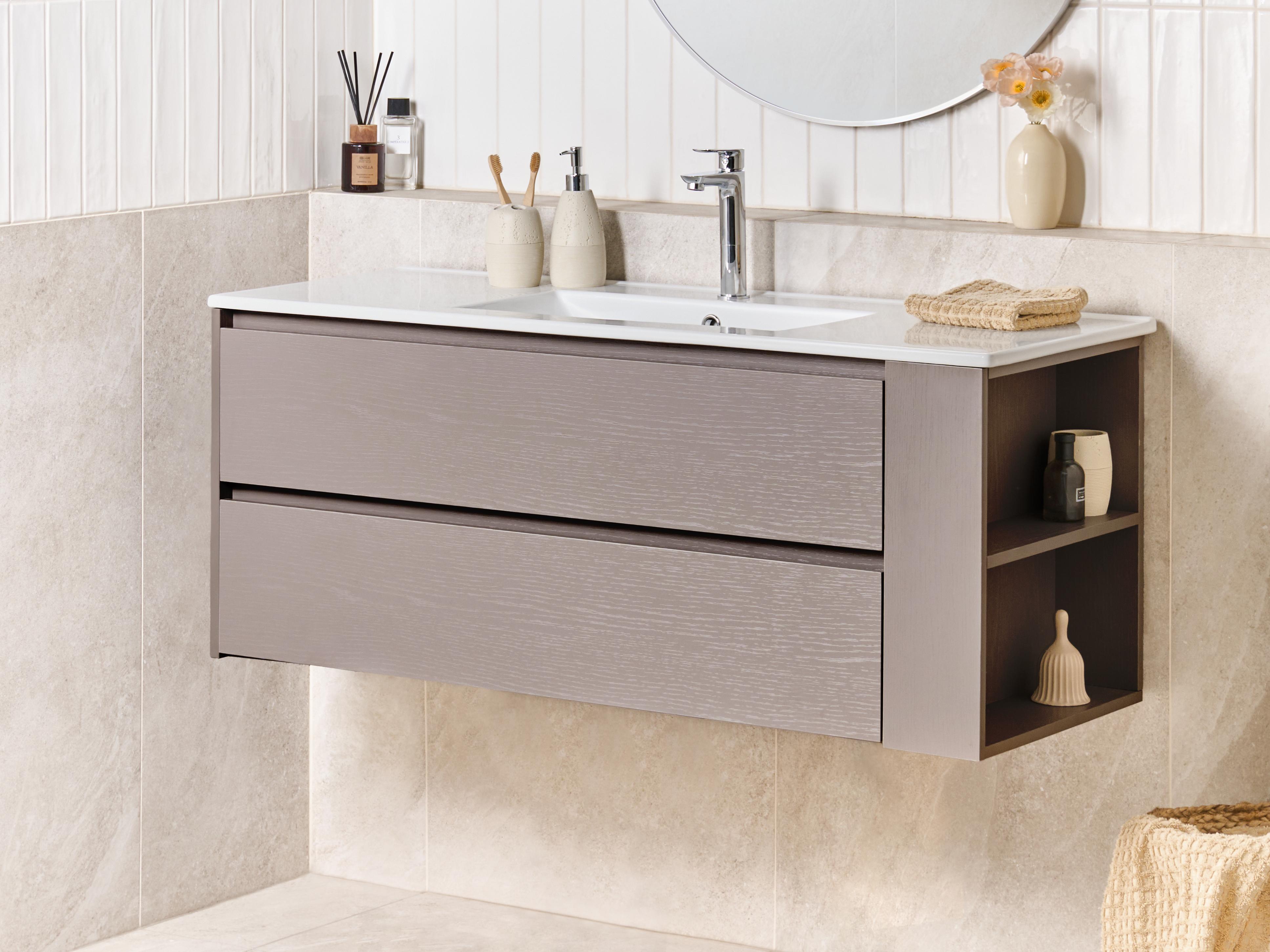Wall Mounted Vanity Unit with Basin MANCORA Taupe