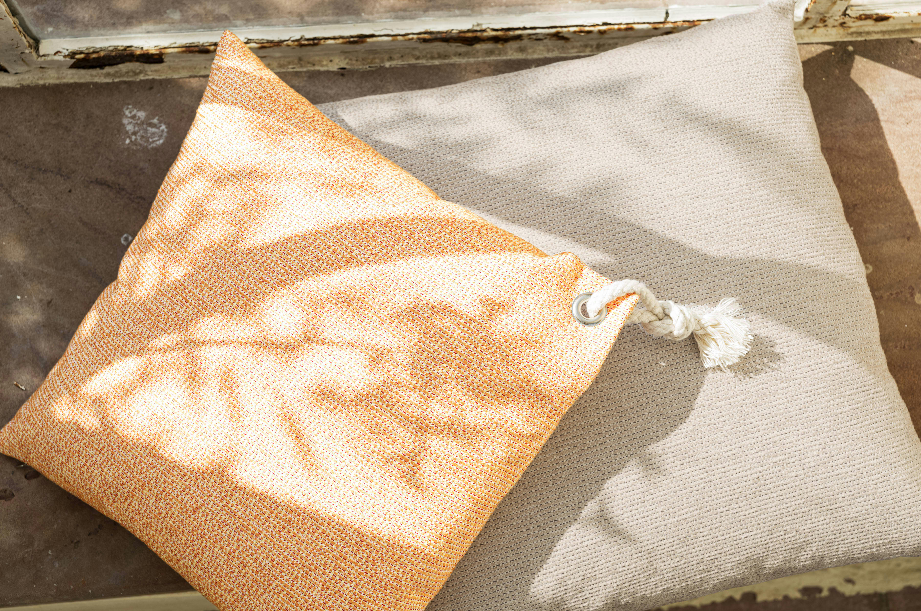 CATANIA - Housse de coussin extérieur chinée orange - 50x50