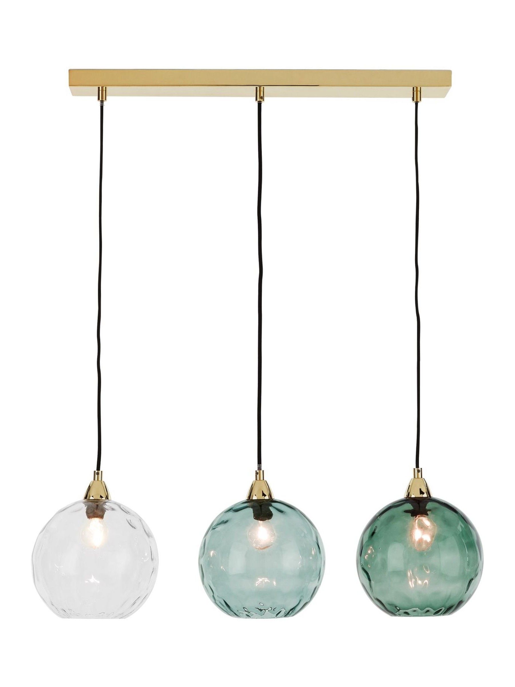 Ilaria 3 Light Linear Pendant Bar Ceiling Light in Blue
