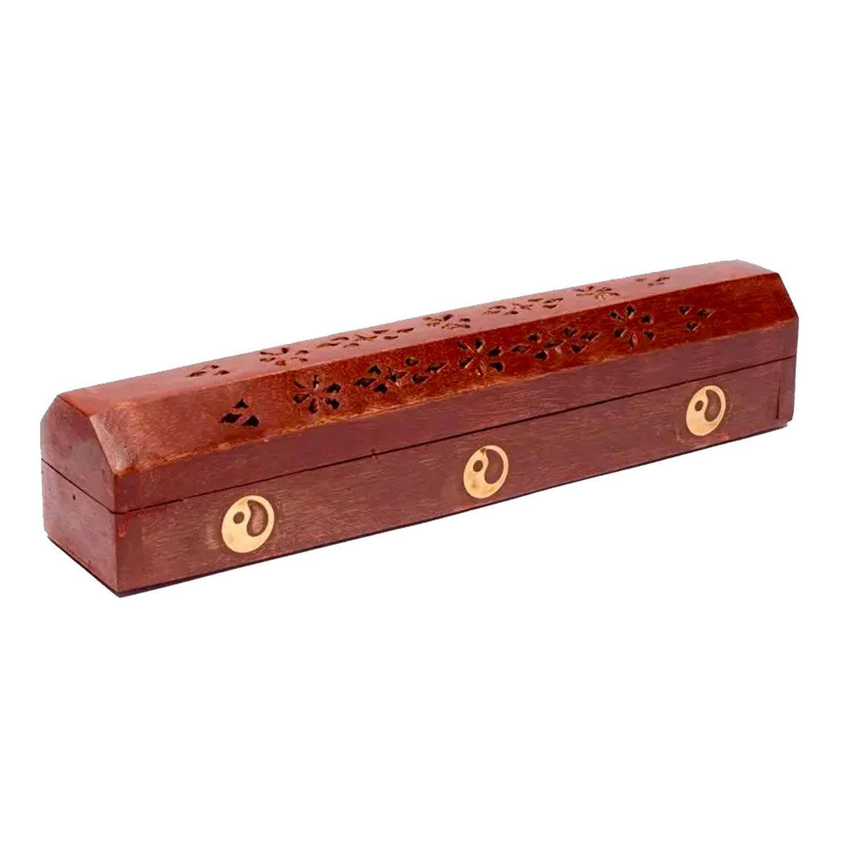 - Boite porte encens en bois motif Yin Yang