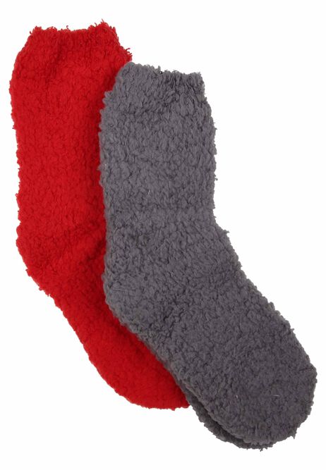 Womens 2pk Red Cosy Fleece Socks