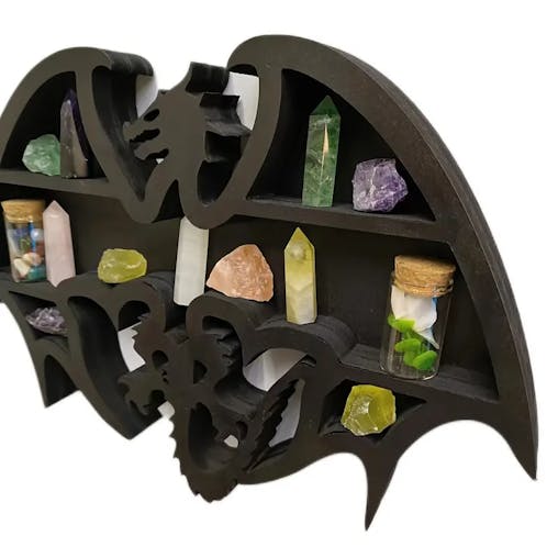 NNETM Dragon Guardian: Handcrafted Wooden Crystal Wall Display