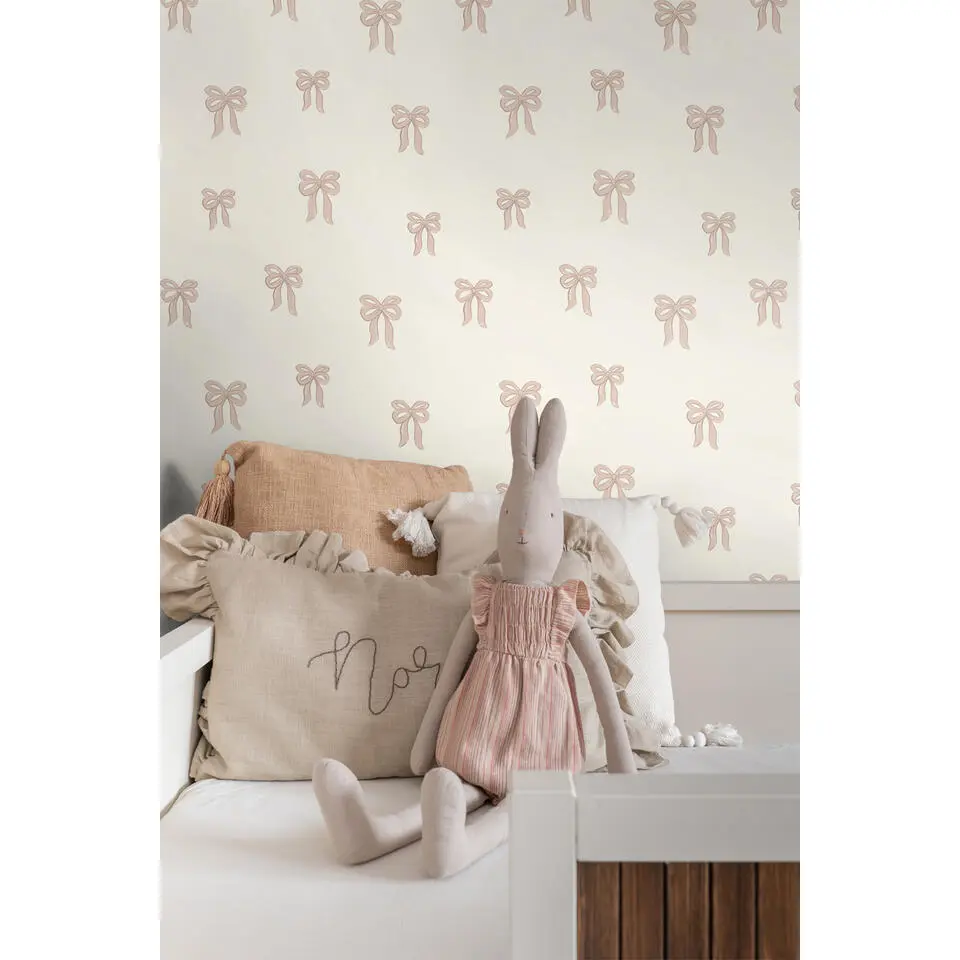 ESTAhome behang strikjes licht roze - 50 x 900 cm