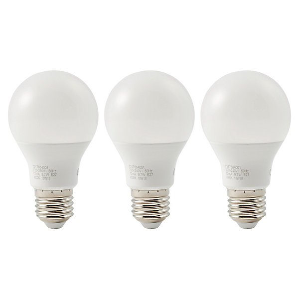 Lot 3 ampoules LED A60 E27 806lm 7.3W = 60W Ø6cm Diall blanc neutre