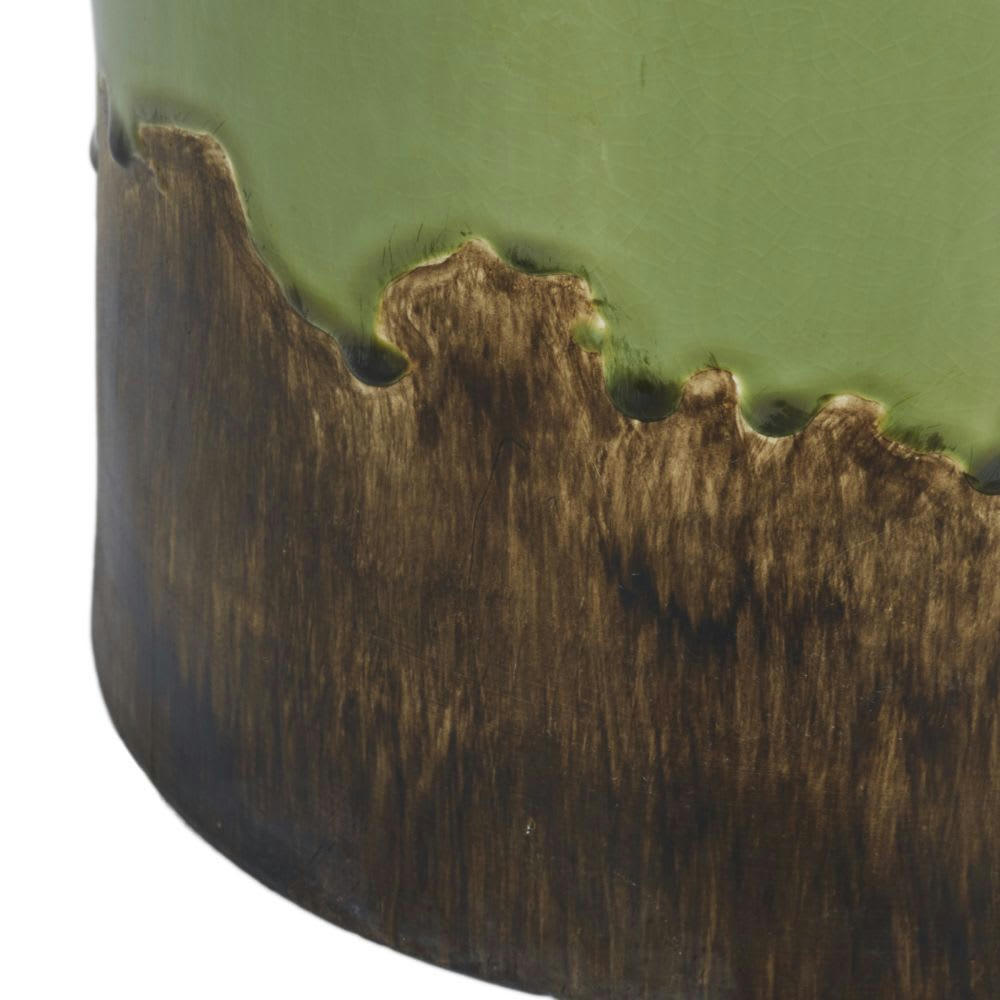 - Bout de canapé en grès vert olive et marron