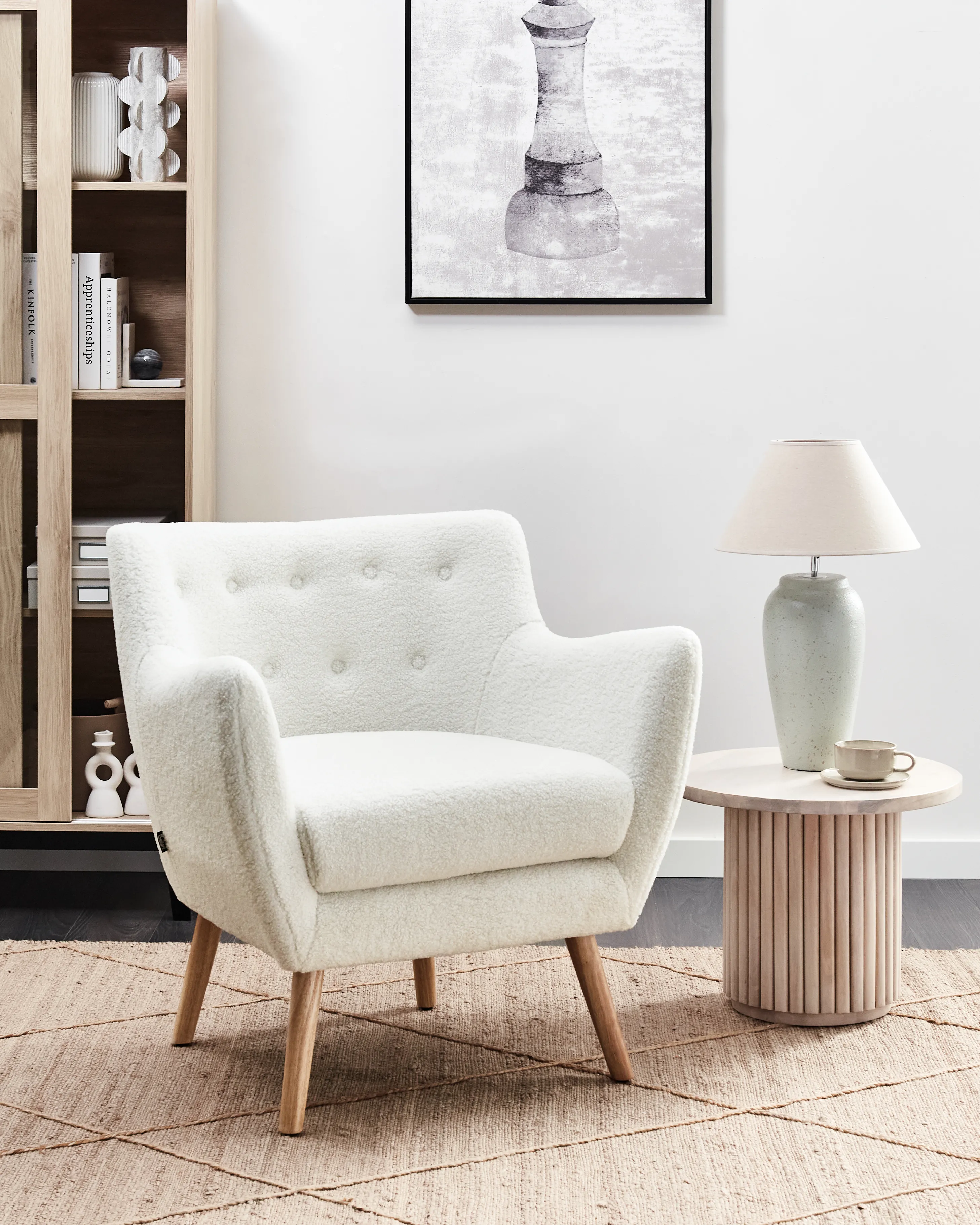 Armchair DRAMMEN Boucle White