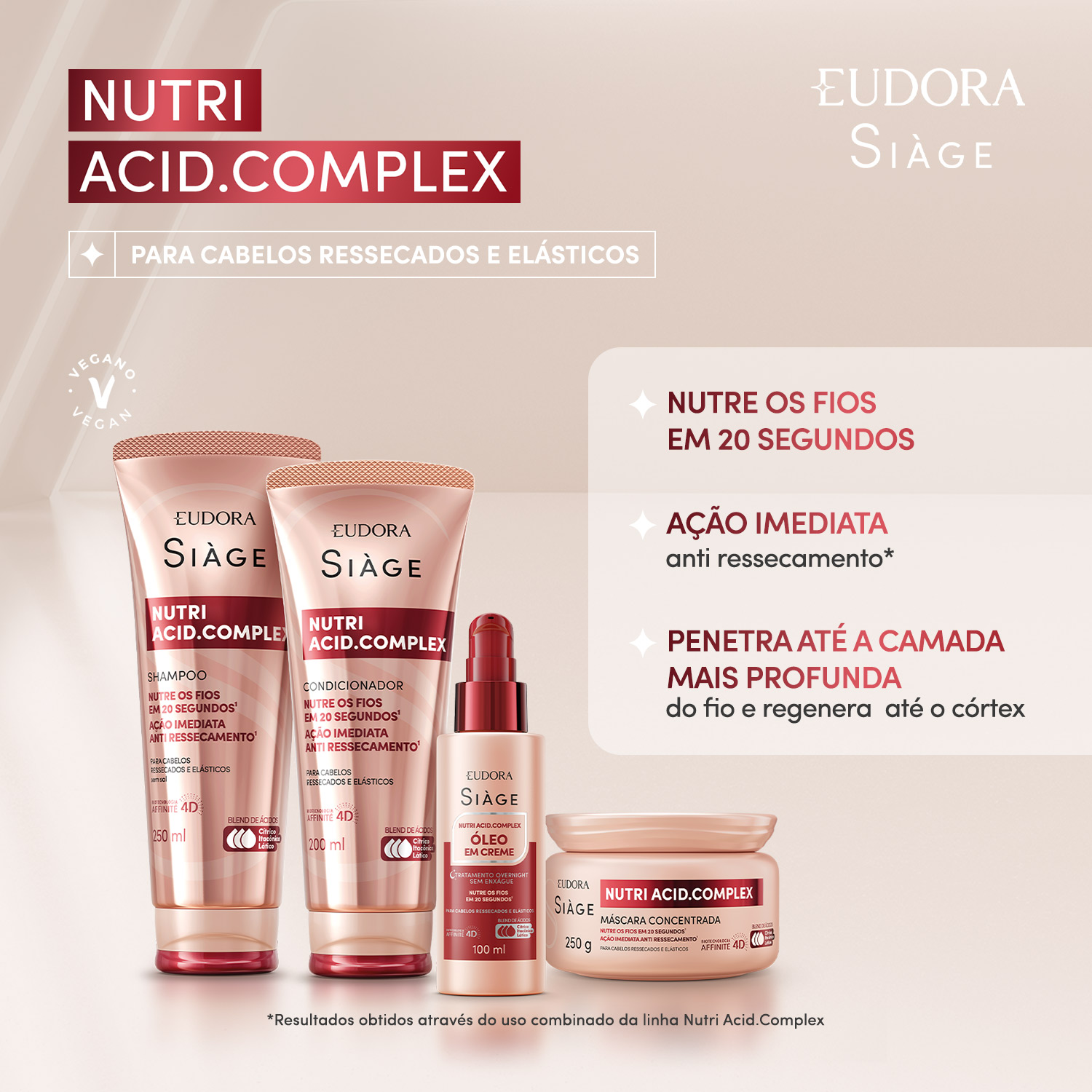 Combo Siàge Nutri Acid.Complex: Shampoo 250ml   Condicionador 200ml