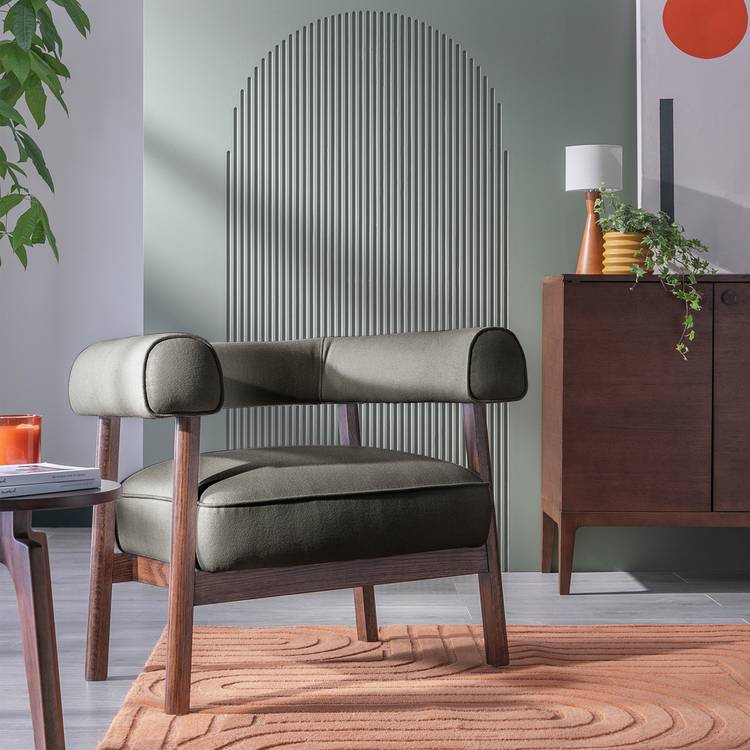 Habitat Elio Fabric Curved Armchair - Grey