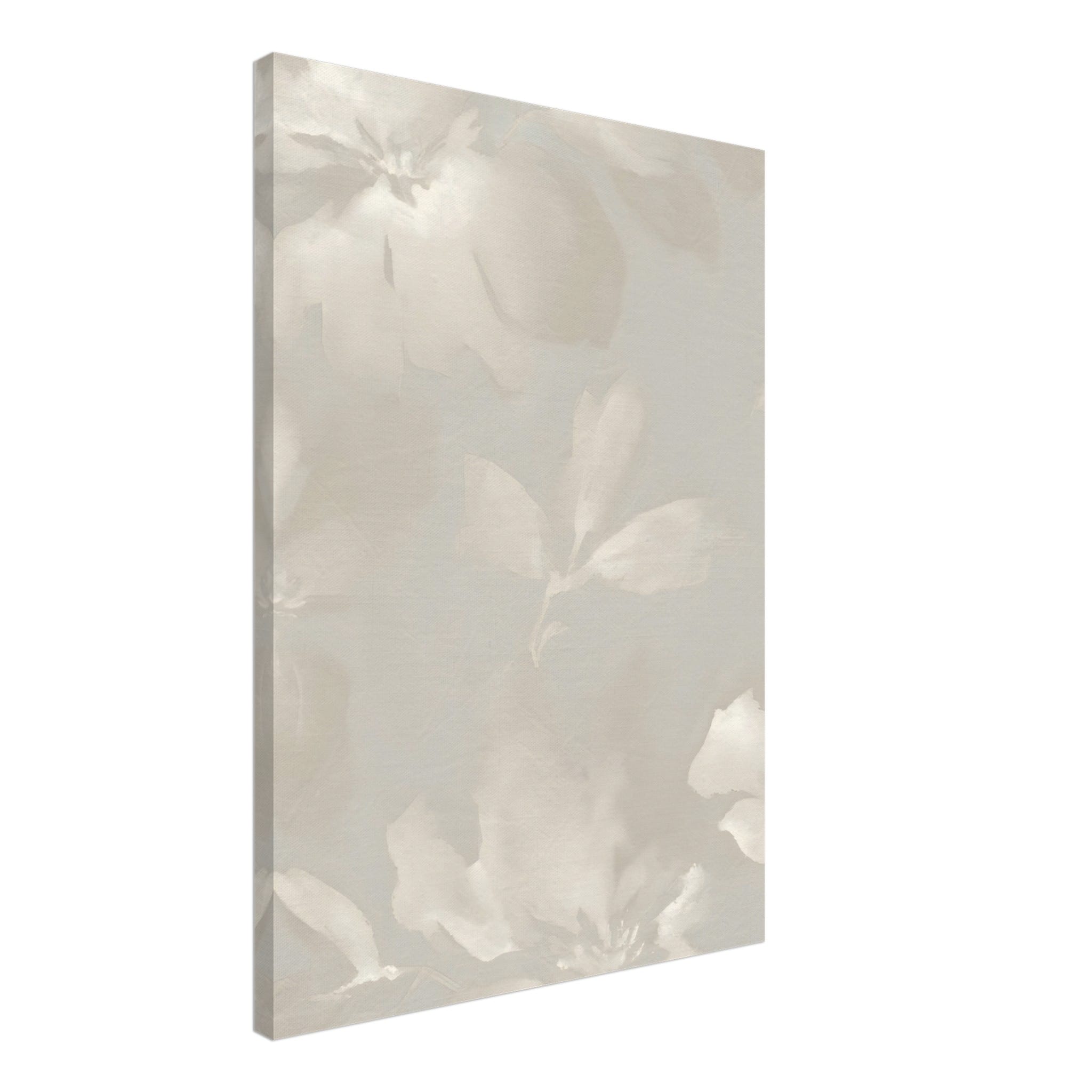Artfulprints Canvas Soft grey blossoms canvas - 50x70 cm - Grijs