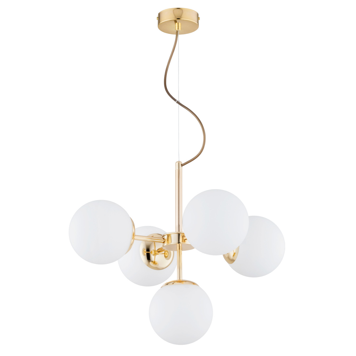 Lampa wisząca HIT złoto-biała 5xE14x10W wym:85x56x56cm IP20 Alfa