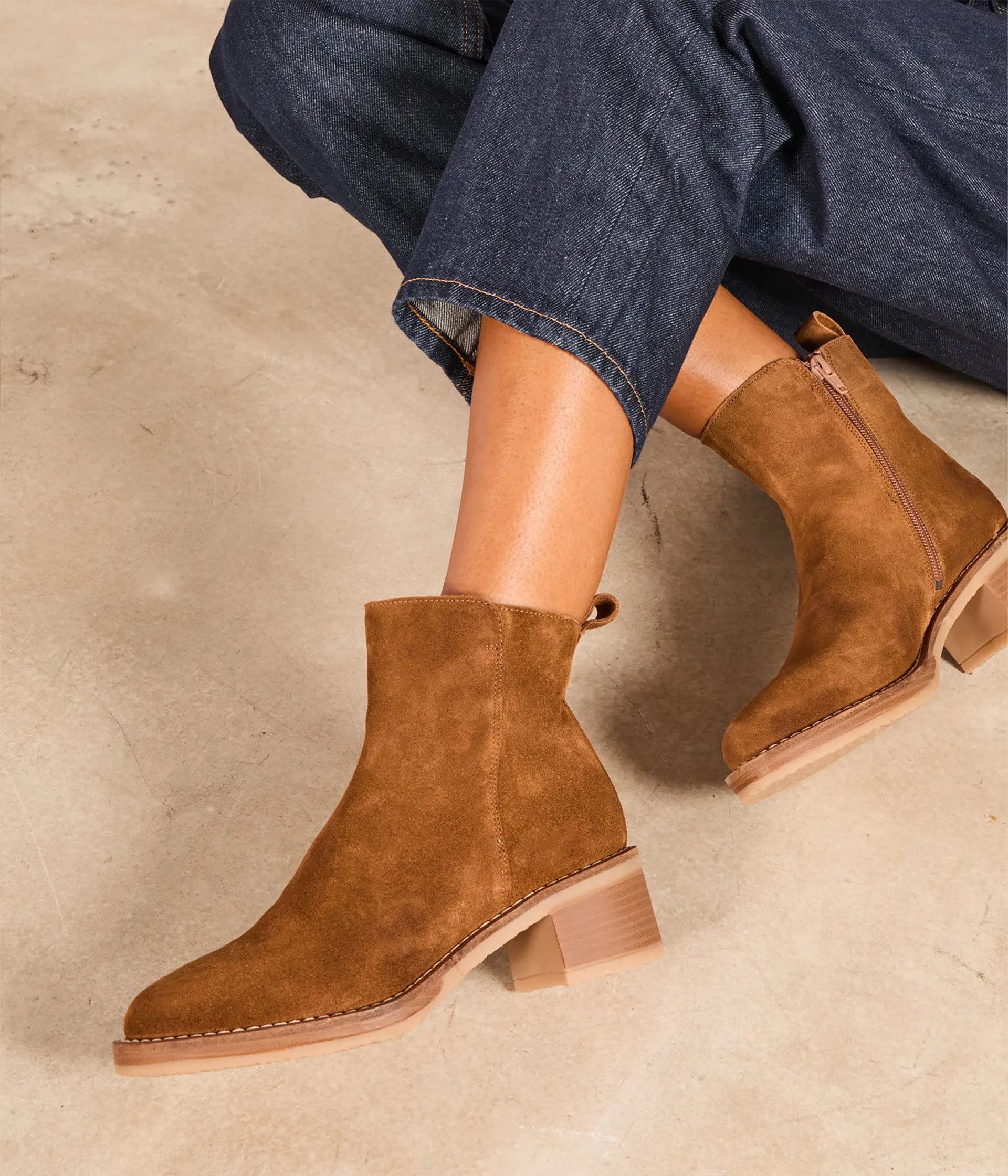 Boots camel velours Adélaïde