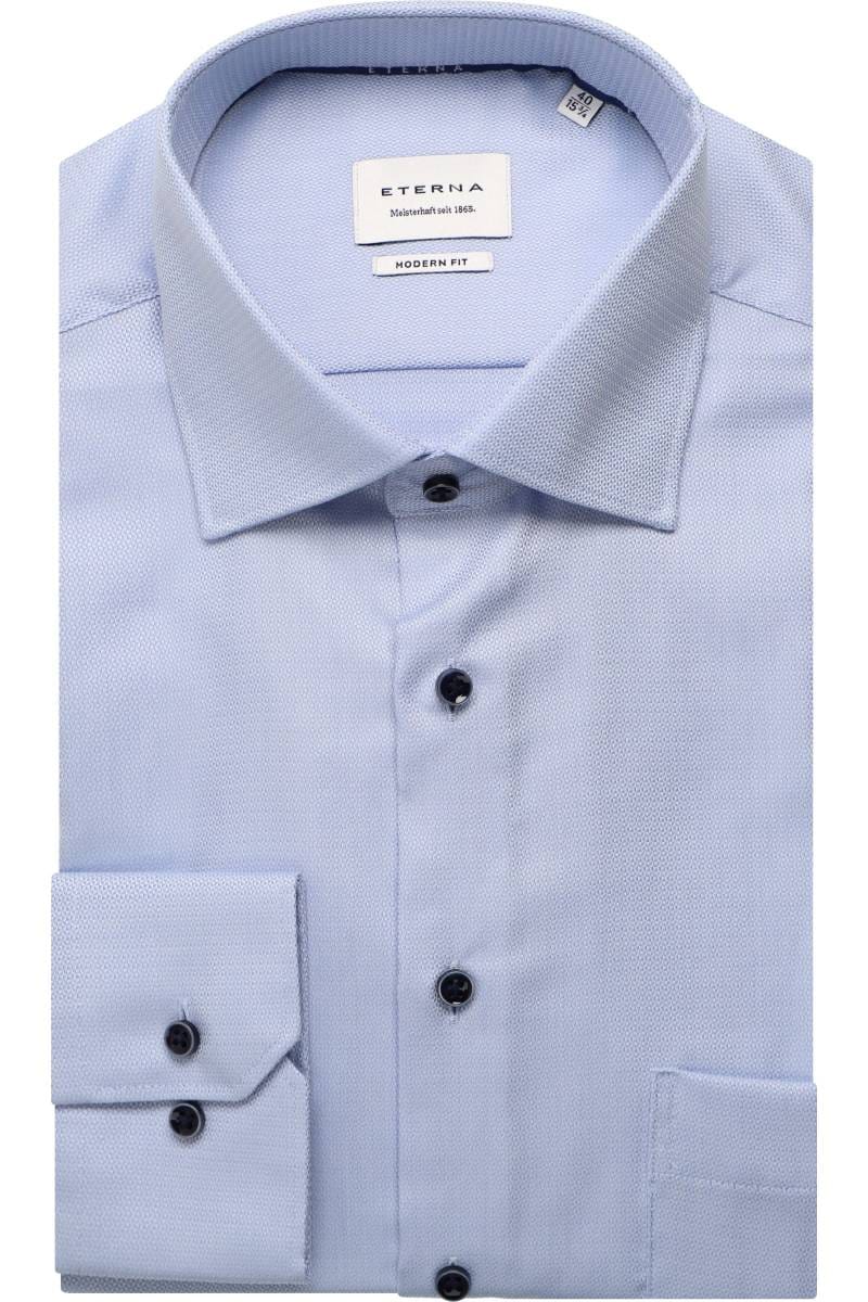 ETERNA Modern Fit Hemd mittelblau, Strukturiert