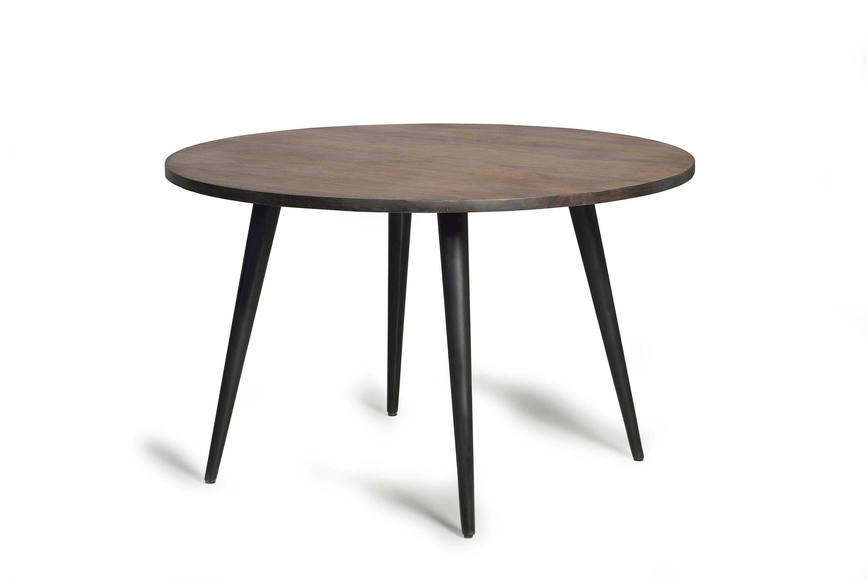 WOOD MANDALA - Table à manger en bois d'acacia naturel et pieds en métal noir