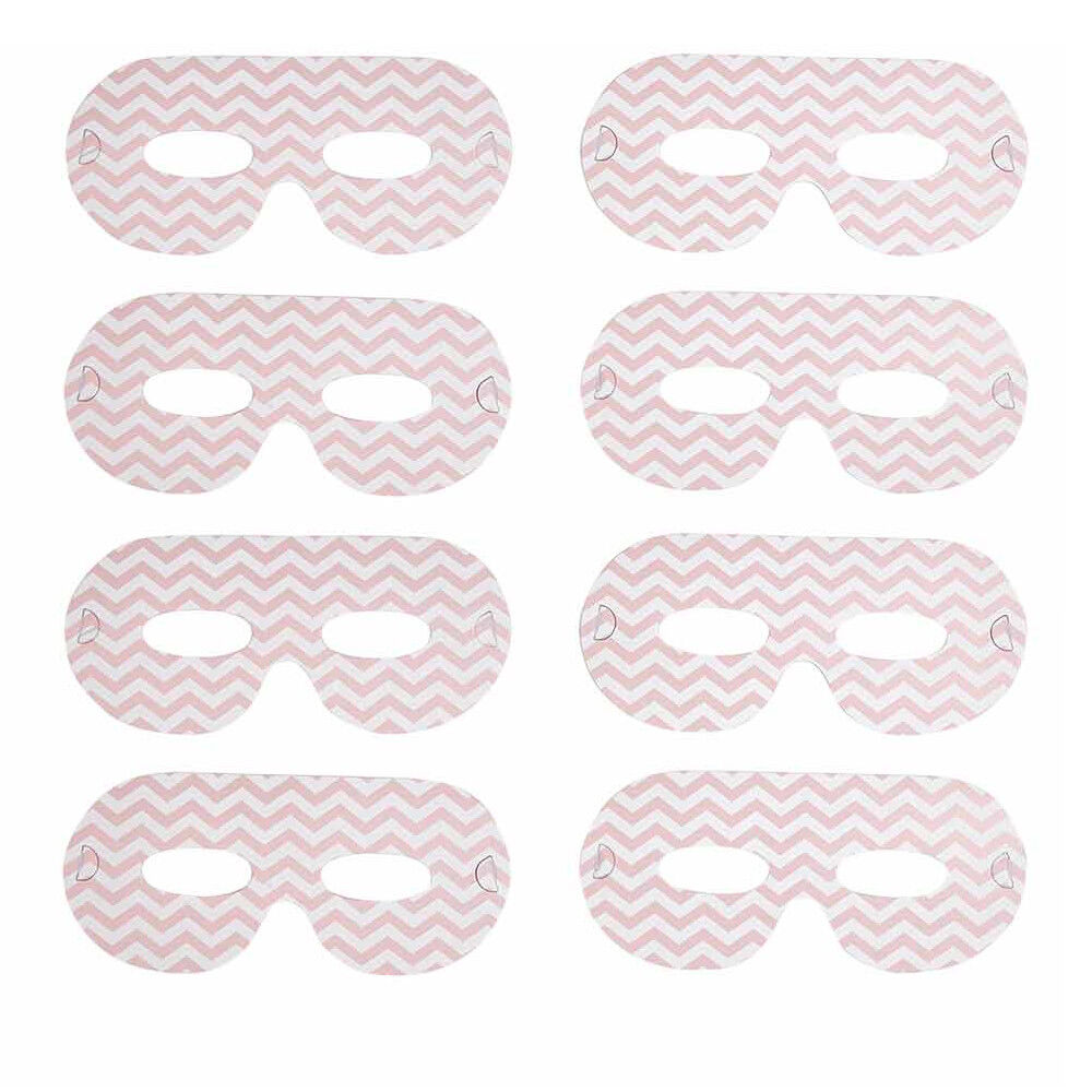 Masque de fête motif zig zag blanc et rose en carton x 8