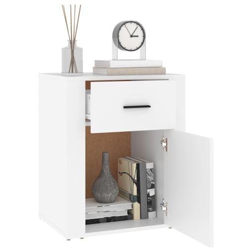 NNEVL Bedside Cabinet White 50x36x60 cm Engineered Wood