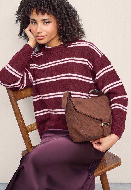 Womens Plum & Pink Stripe Jumper
