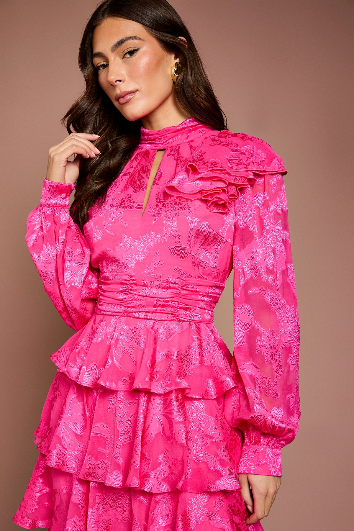 Coast Jacquard Tiered Midi Dress