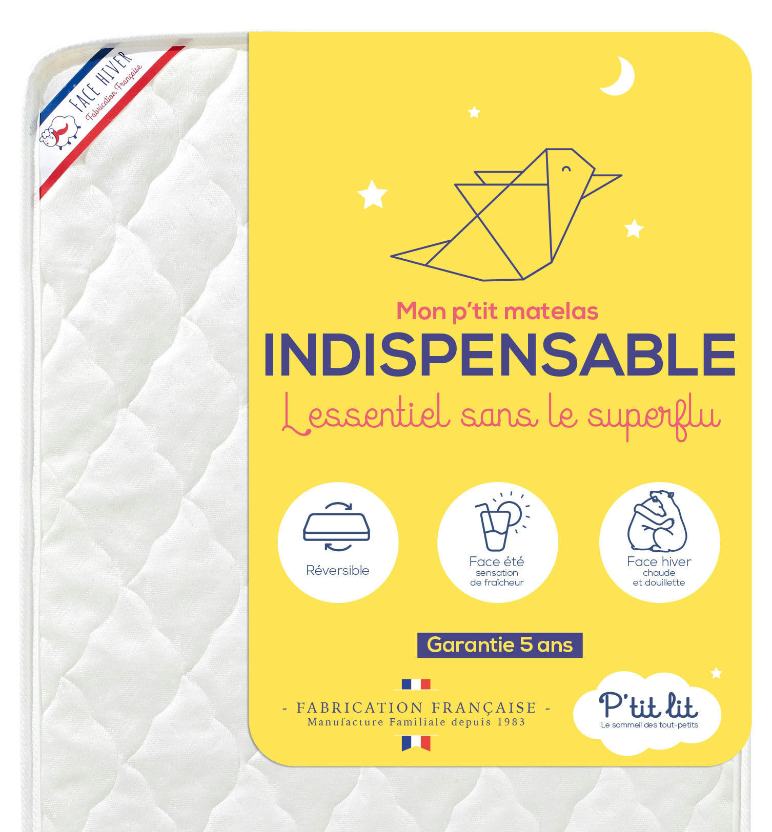 INDISPENSABLE - Matelas bébé réversible 70x140