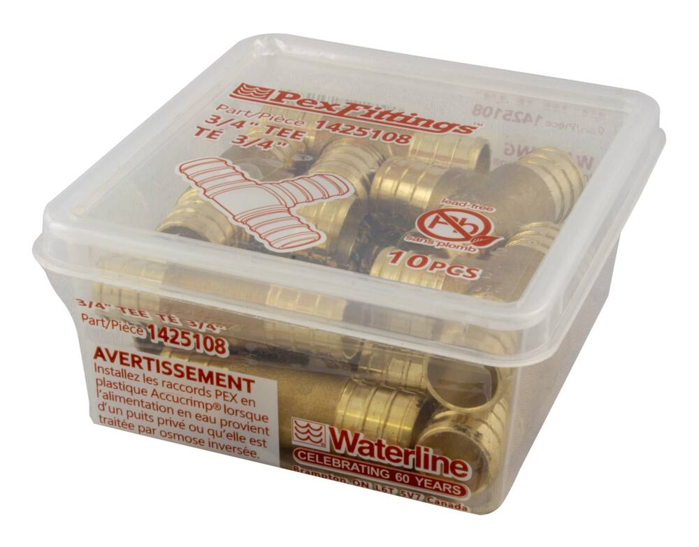 Waterline Tee Fitting for PEX Pipe, 3/4-in, 10-pk