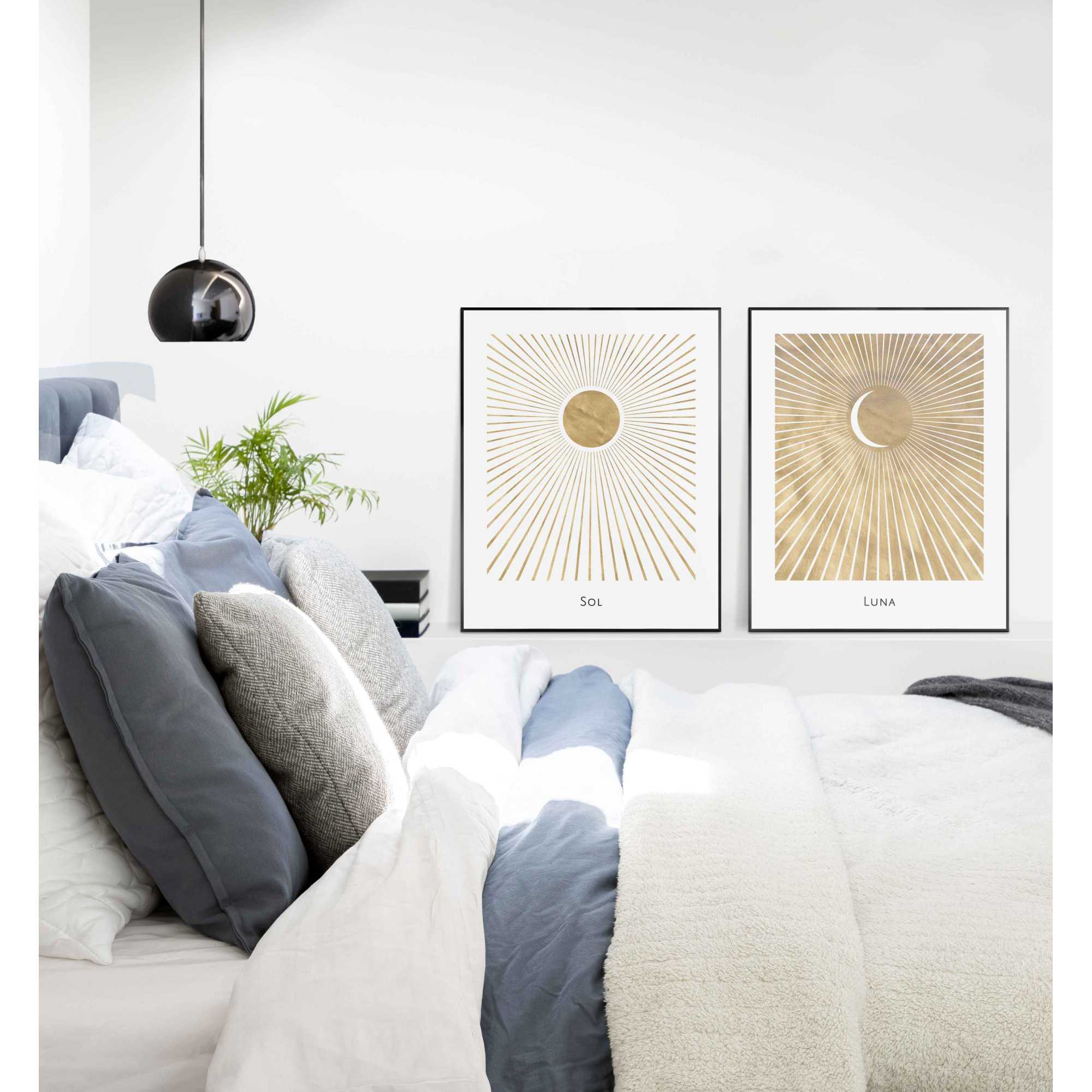 Reinders - Sun and Moon - Schilderijen set 2x 50x40cm Zwart