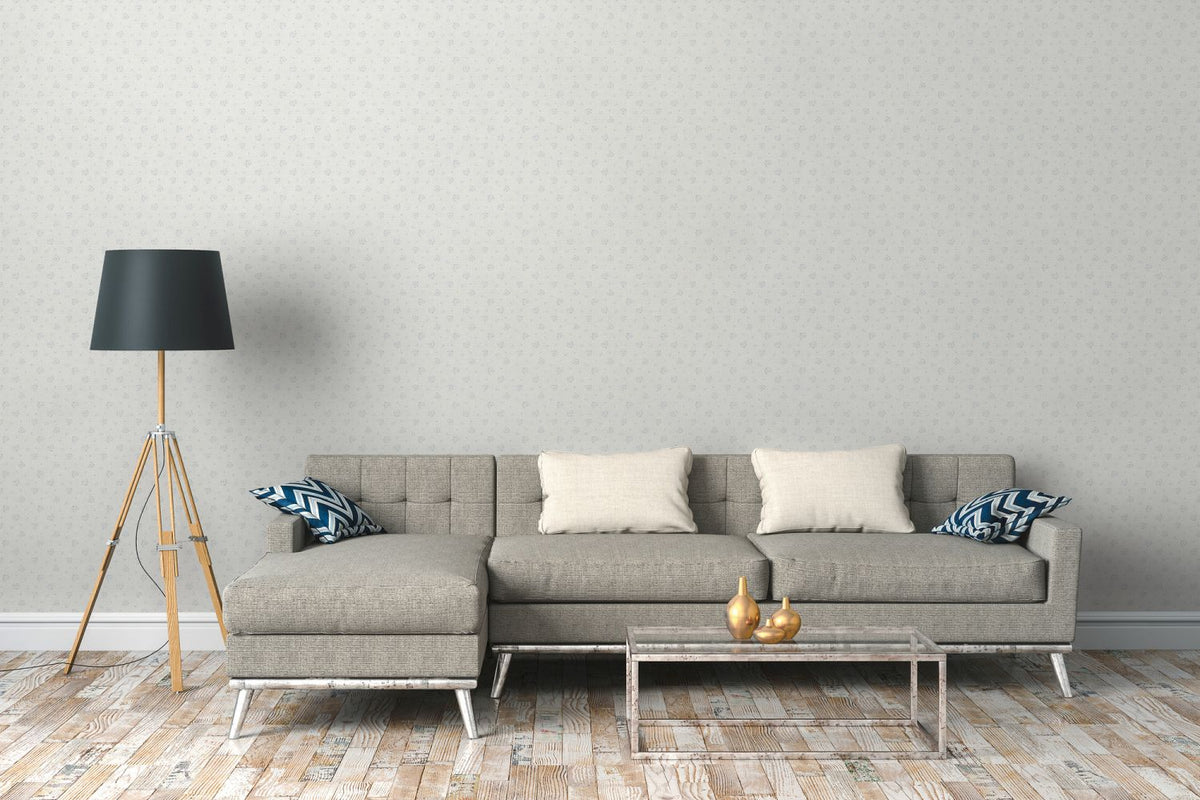 Livingwalls behang bloemmotief lichtgrijs, blauw en wit - 53 cm x 10.05 m - AS-390674