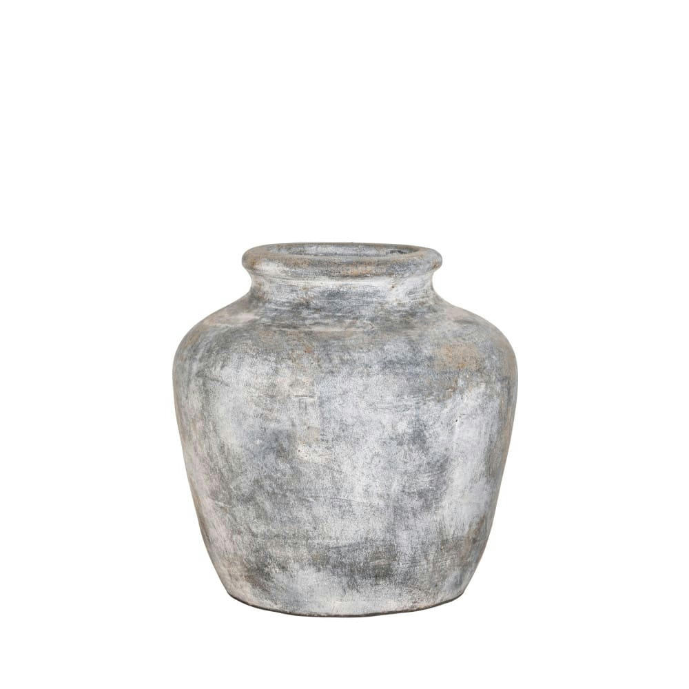 SANTO - Vase en terre cuite à effet vieilli H30cm gris