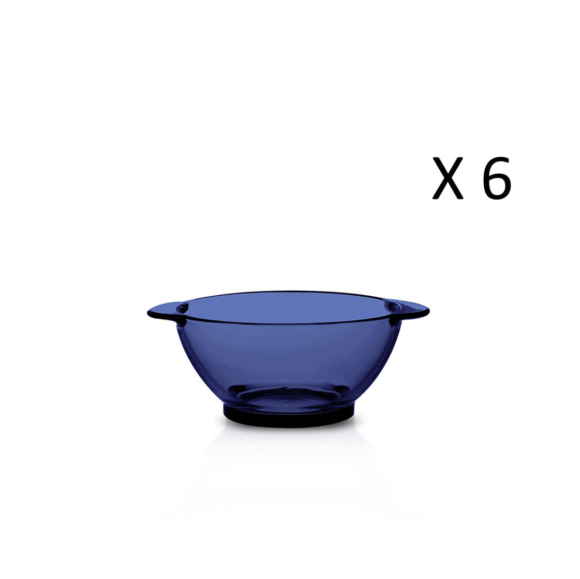LYS - Lot de 6 - Bol à oreilles 51cl en verre résistant teinté bleu saphir