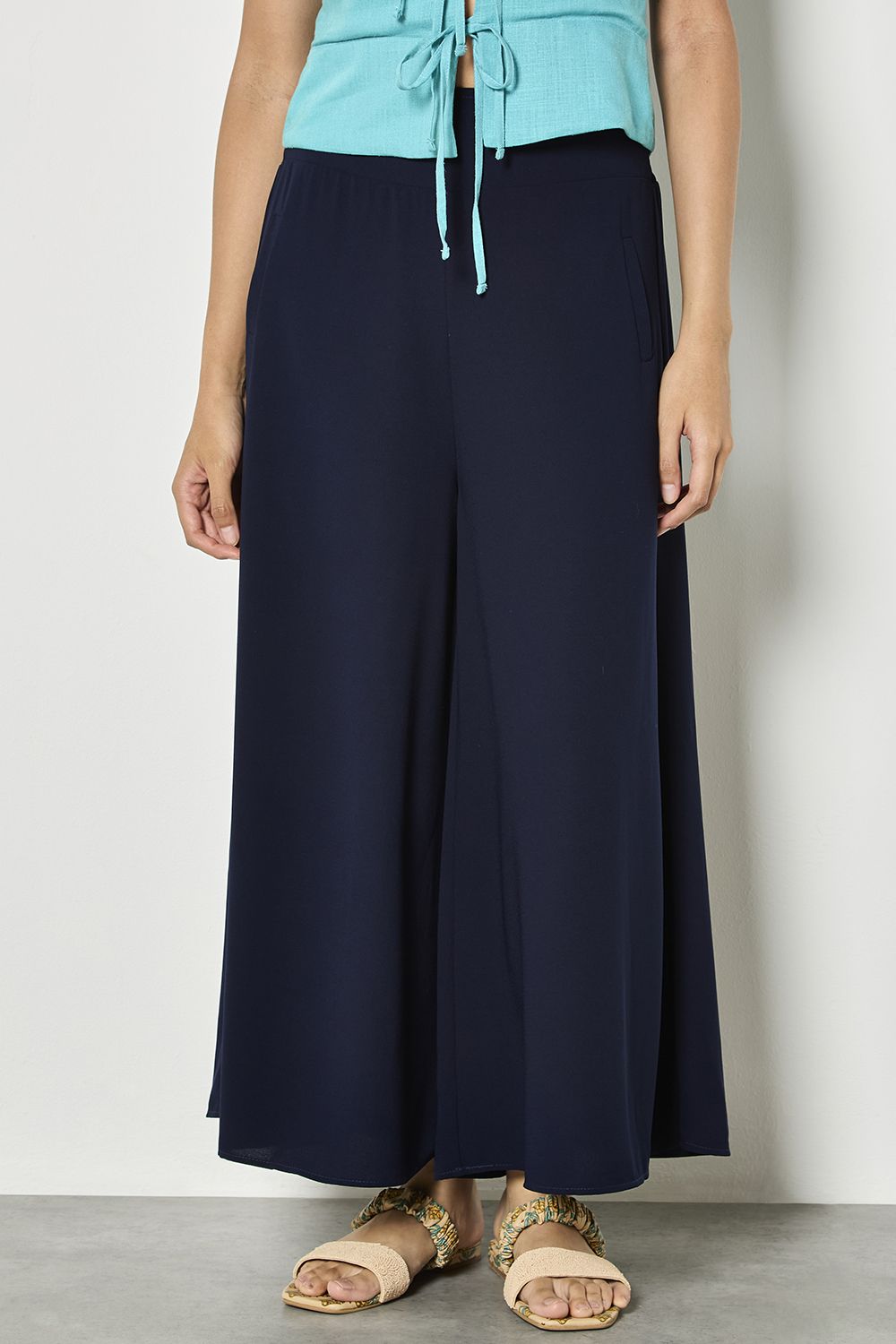 Apricot Fluid Wide-Leg Trousers