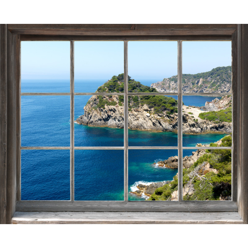 Sticker de fenêtre trompe l'oeil Sea 75 x 60 cm