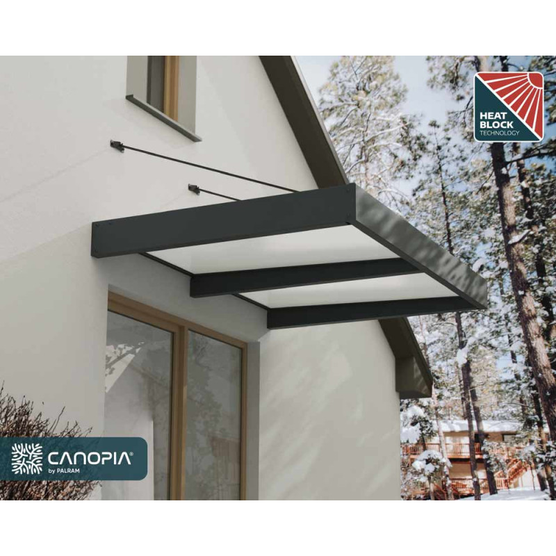 Marquise de porte Sophia XL gris foncé 190 x 140 cm CANOPIA