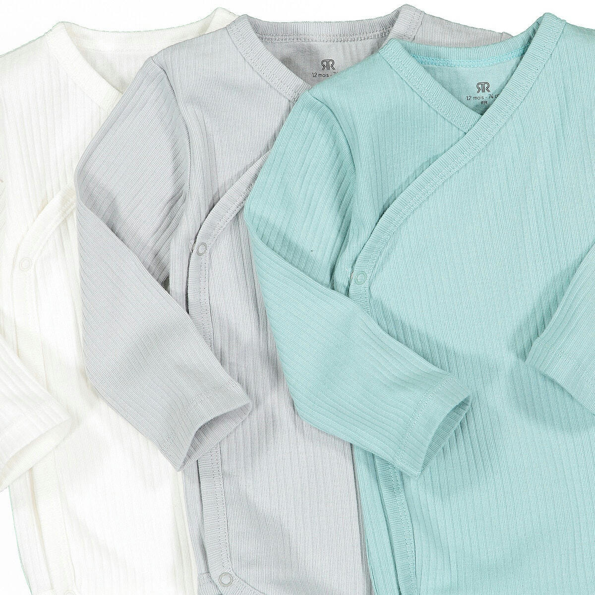 Lot de 3 bodies naissance unis coton bio