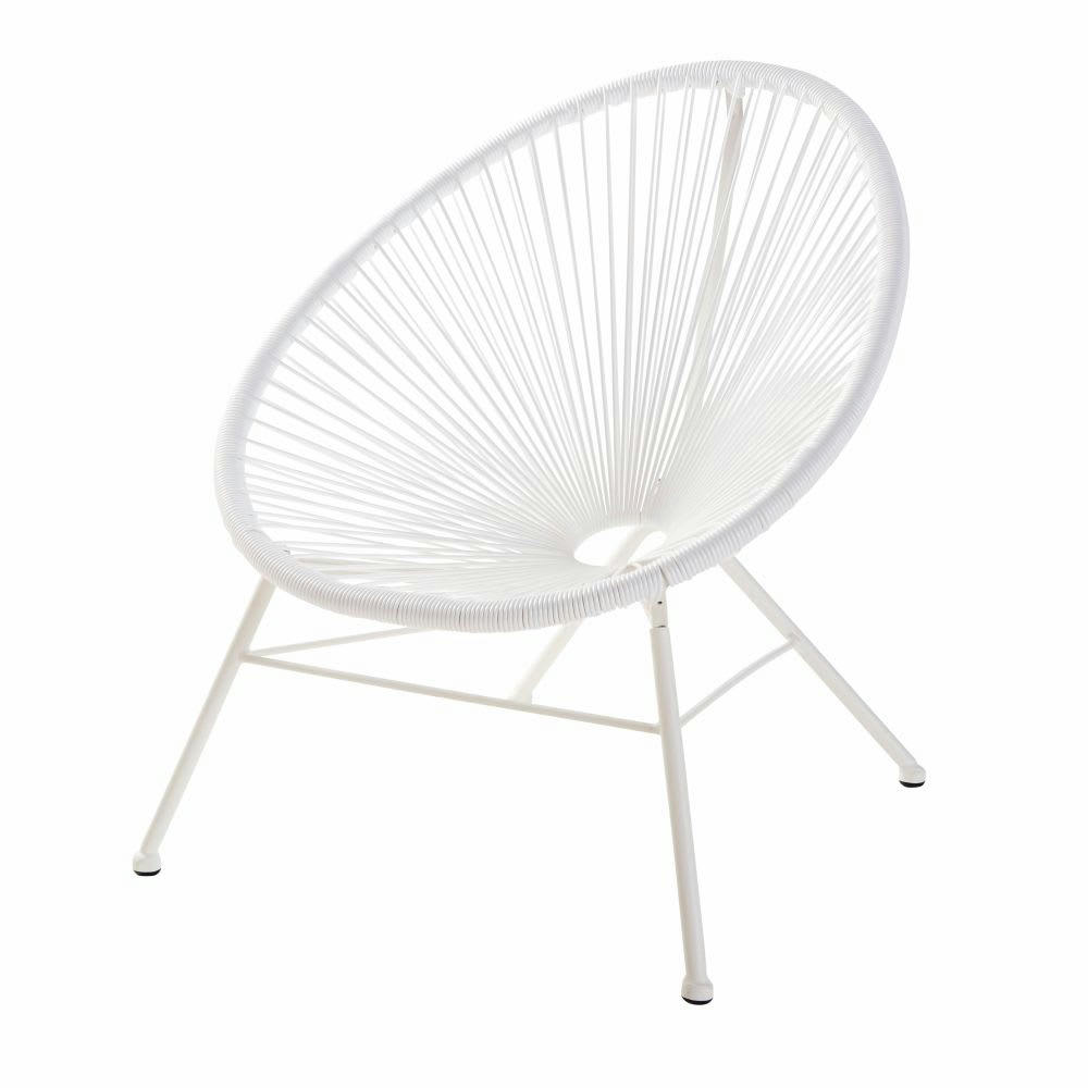 Copacabana - Fauteuil de jardin enfant en résine et métal blancs