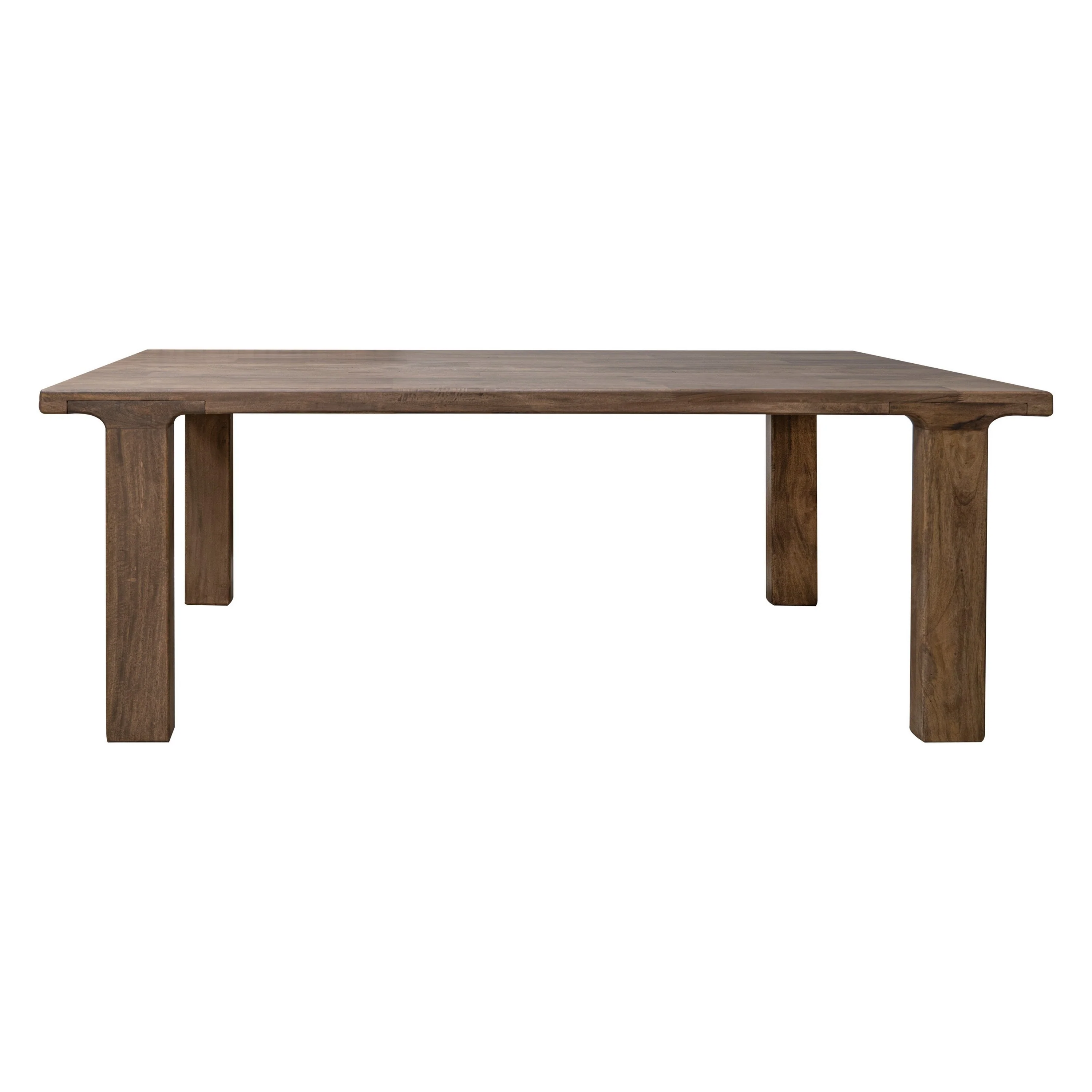 Okai Dining Table, 87 Inch Rectangular Top, Rustic Brown Solid Mango Wood