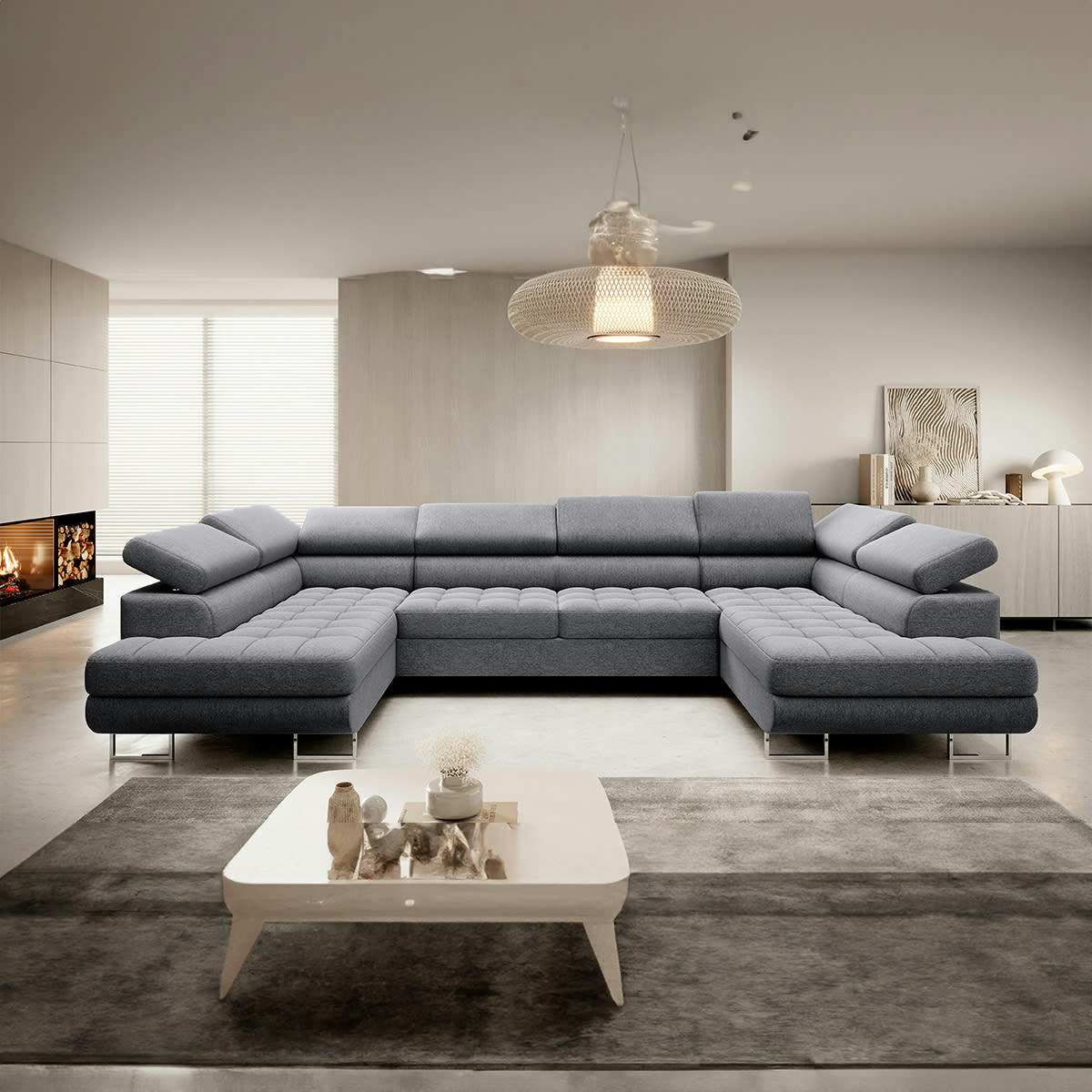 - Canapé en u 5 places convertible gris anthracite