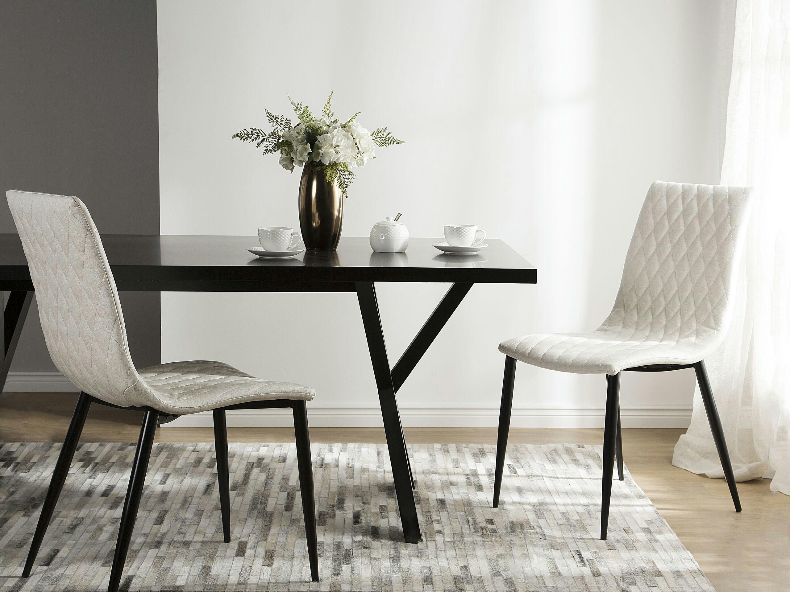 MONTANA - Lot de 2 chaises de cuisine en cuir PU crème