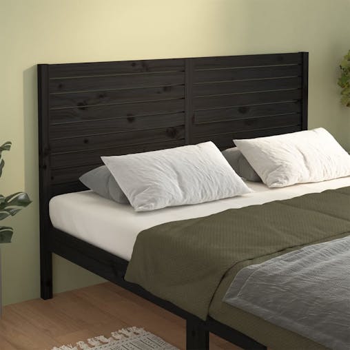 NNEVL Bed Headboard Black 141x4x100 cm Solid Wood Pine