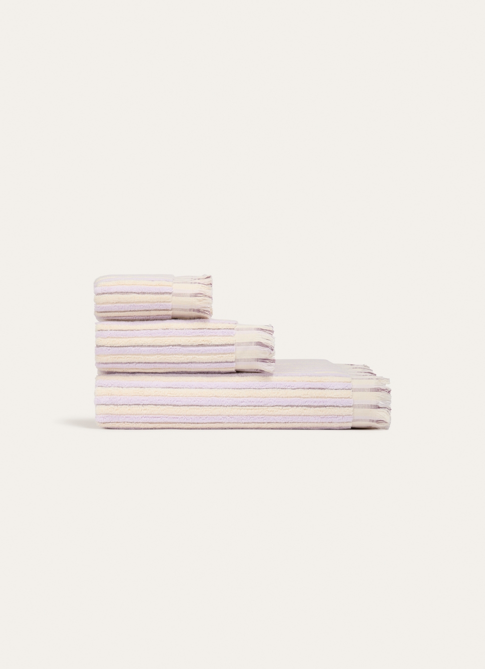 SERVIETTE INVITE à RAYURES DOUBLE FACE LILAS