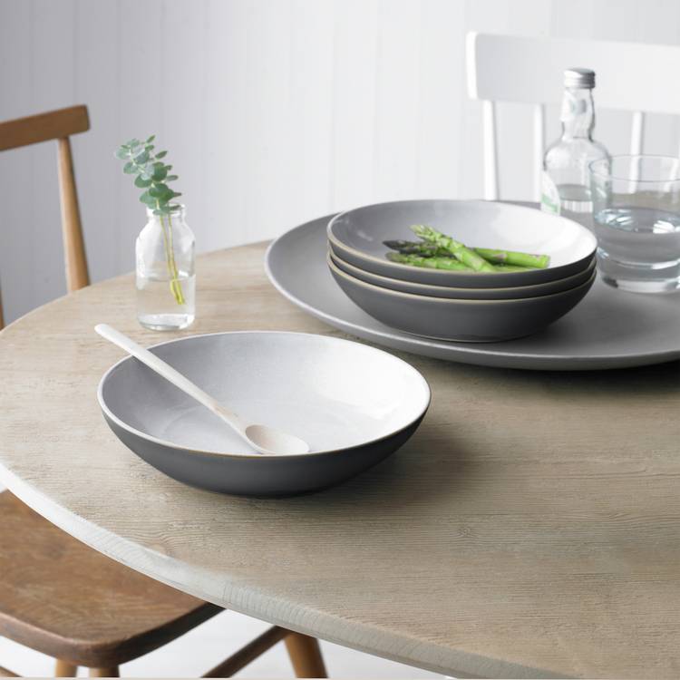 Denby 4 Piece Stoneware Pasta Bowls - Fossil Grey